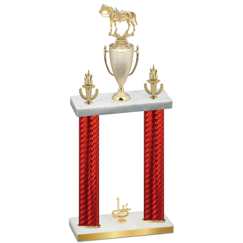 Double Red Carbon Fiber First Place Horses Trophy