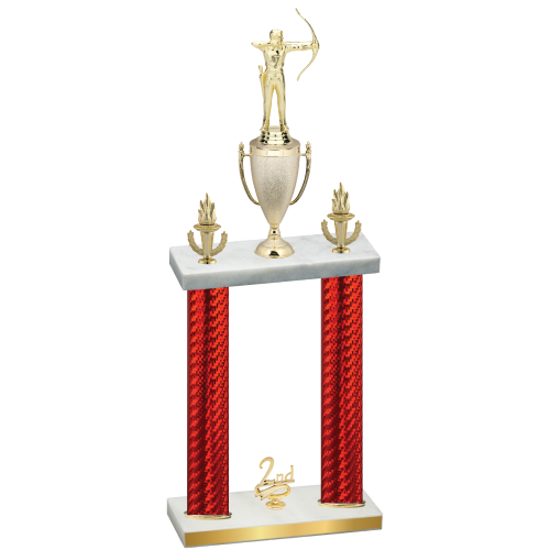Double Red Carbon Fiber Second Place Archery Trophy