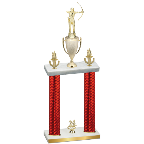 Double Red Carbon Fiber Year Archery Trophy
