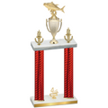 Double Red Carbon Fiber Fourth Place Fishing Trophy