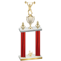 Double Red Carbon Fiber Third Place Weights Trophy