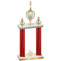 Double Red Carbon Fiber Fourth Place Chess Trophy