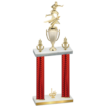 Double Red Carbon Fiber First Place Flag Football Trophy