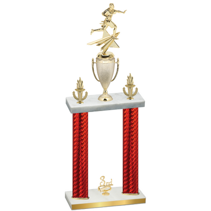 Double Red Carbon Fiber Third Place Flag Football Trophy