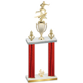 Double Red Carbon Fiber Fourth Place Flag Football Trophy