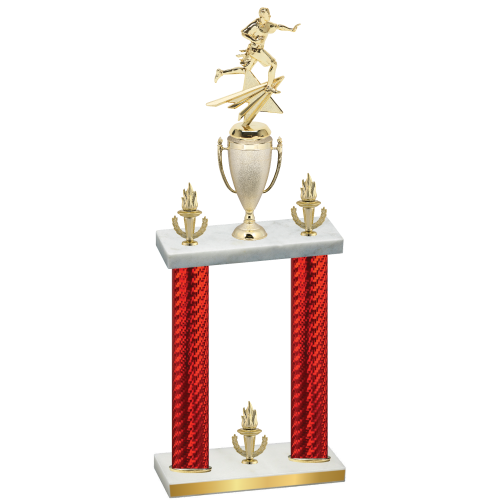 Double Red Carbon Fiber Victory Flag Football Trophy