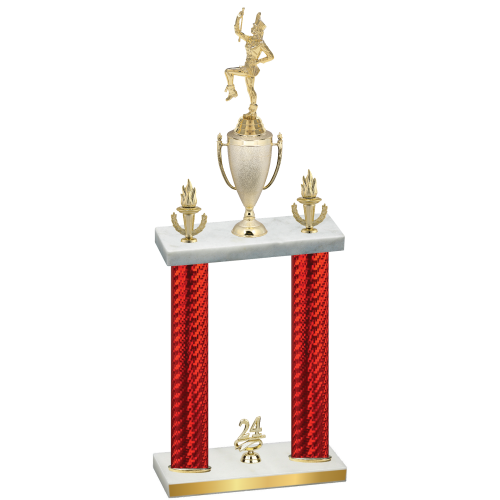 Double Red Carbon Fiber Year Majorette Trophy