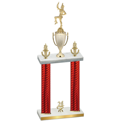 Double Red Carbon Fiber Year Majorette Trophy