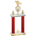 Double Red Carbon Fiber Third Place Fishing Trophy