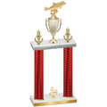 Double Red Carbon Fiber Fourth Place Fishing Trophy