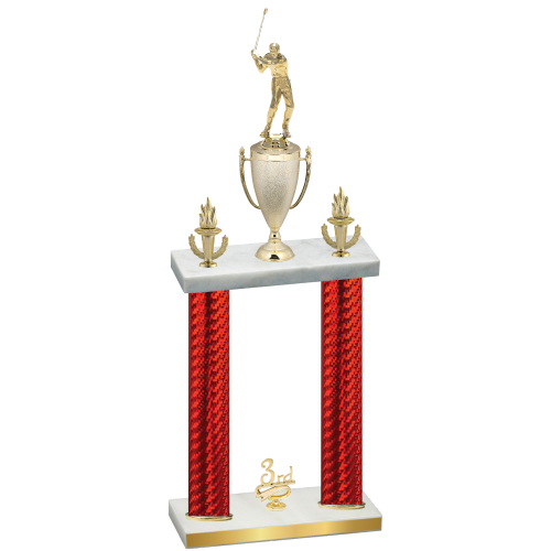Double Red Carbon Fiber Third Place Golf Trophy