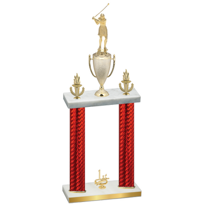 Double Red Carbon Fiber First Place Golf Trophy