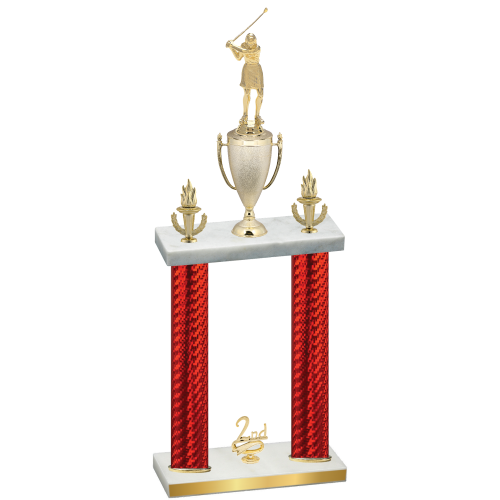 Double Red Carbon Fiber Second Place Golf Trophy