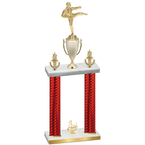 Double Red Carbon Fiber Third Place Karate Trophy