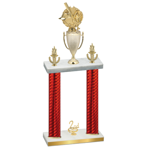 Double Red Carbon Fiber Second Place Baseball Trophy