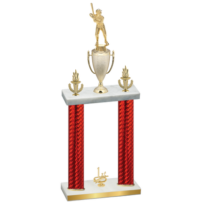 Double Red Carbon Fiber First Place Baseball Trophy