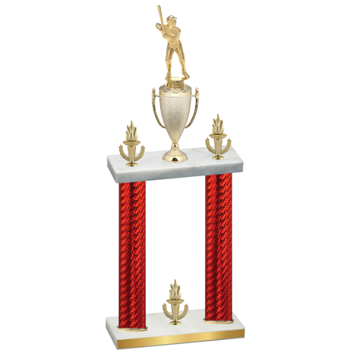 Double Red Carbon Fiber Victory Baseball Trophy