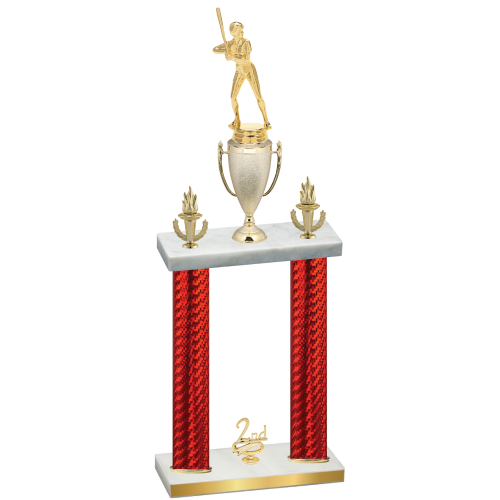 Double Red Carbon Fiber Second Place Softball Trophy