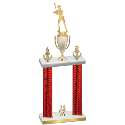 Double Red Carbon Fiber Year Softball Trophy