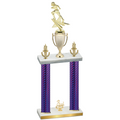 Double Purple Carbon Fiber Third Place Football Trophy