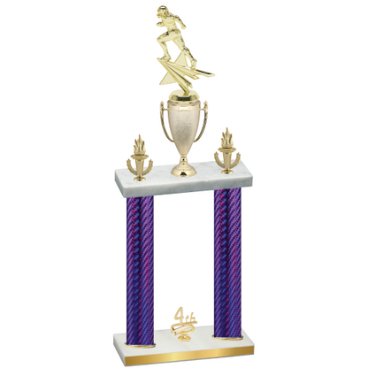 Double Purple Carbon Fiber Fourth Place Football Trophy