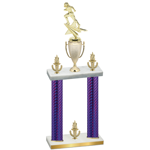 Double Purple Carbon Fiber Victory Football Trophy