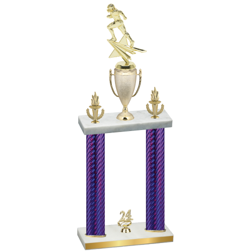 Double Purple Carbon Fiber Year Football Trophy