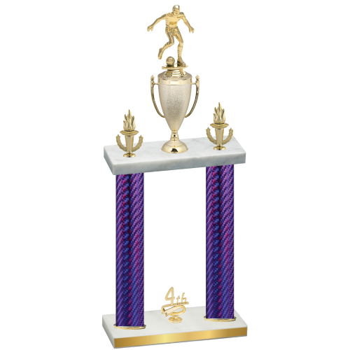 Double Purple Carbon Fiber Fourth Place Soccer Trophy