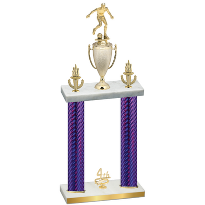Double Purple Carbon Fiber Fourth Place Soccer Trophy