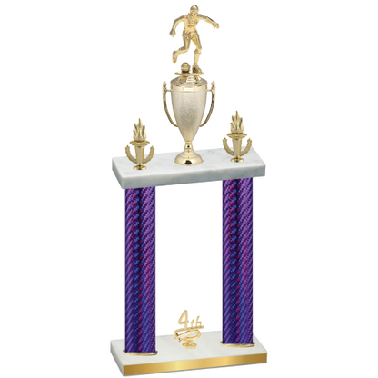 Double Purple Carbon Fiber Fourth Place Soccer Trophy
