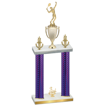 Double Purple Carbon Fiber Third Place Tennis Trophy