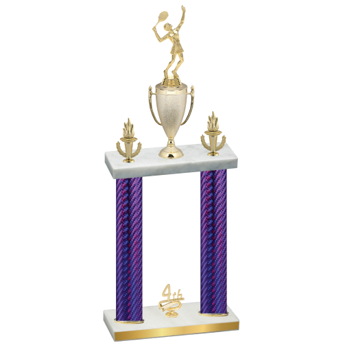 Double Purple Carbon Fiber Fourth Place Tennis Trophy