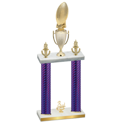 Double Purple Carbon Fiber Third Place Football Trophy