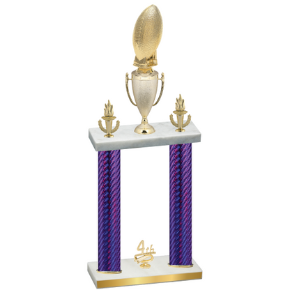 Double Purple Carbon Fiber Fourth Place Football Trophy