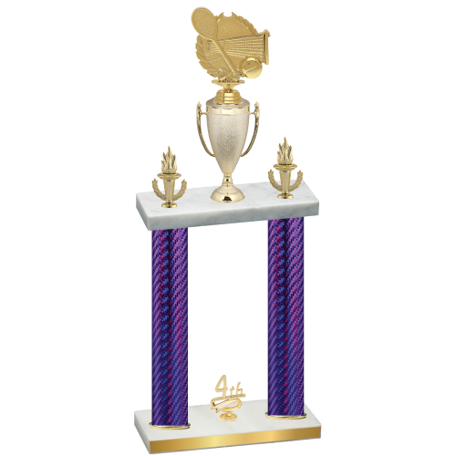 Double Purple Carbon Fiber Fourth Place Tennis Trophy