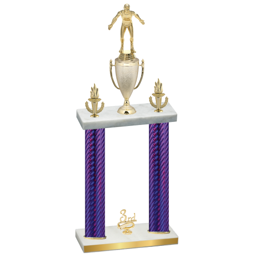 Double Purple Carbon Fiber Third Place Wrestling Trophy