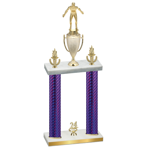 Double Purple Carbon Fiber Year Wrestling Trophy