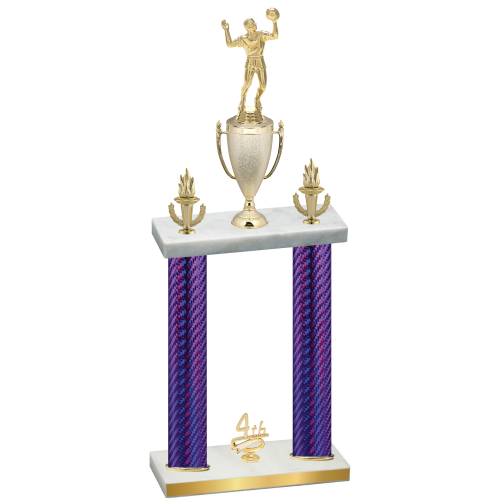 Double Purple Carbon Fiber Fourth Place Volleyball Trophy