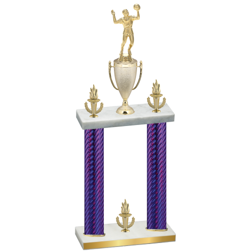 Double Purple Carbon Fiber Victory Volleyball Trophy