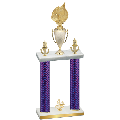 Double Purple Carbon Fiber Fourth Place Volleyball Trophy