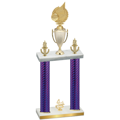 Double Purple Carbon Fiber Fourth Place Volleyball Trophy