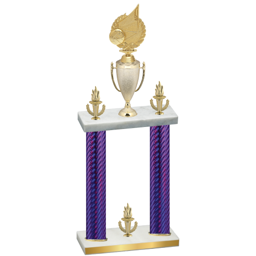 Double Purple Carbon Fiber Victory Volleyball Trophy