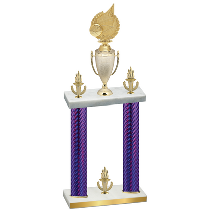 Double Purple Carbon Fiber Victory Volleyball Trophy