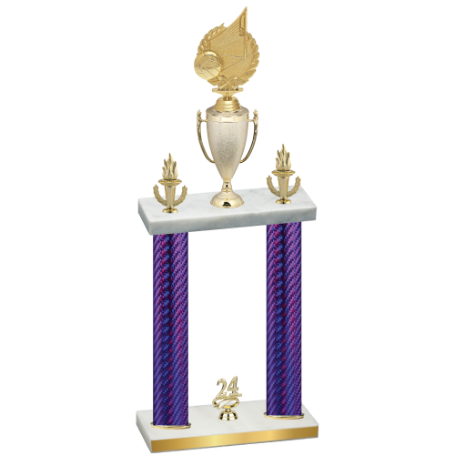 Double Purple Carbon Fiber Year Volleyball Trophy