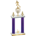 Double Purple Carbon Fiber Second Place Football Trophy