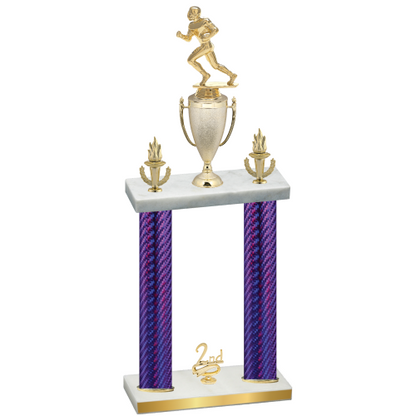 Double Purple Carbon Fiber Second Place Football Trophy