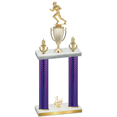 Double Purple Carbon Fiber Third Place Football Trophy