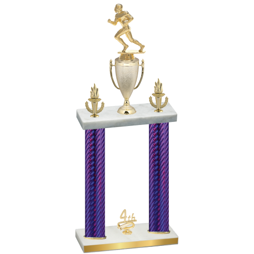 Double Purple Carbon Fiber Fourth Place Football Trophy