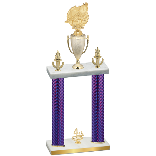 Double Purple Carbon Fiber Fourth Place Swimming Trophy