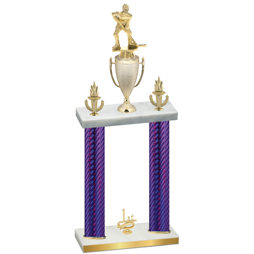 Double Purple Carbon Fiber First Place Hockey Trophy